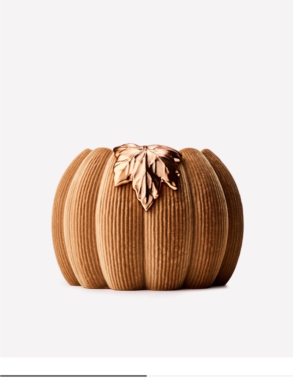 Bath & Body Works Tan Corduroy Pumpkin 3 wick candle holder NWT